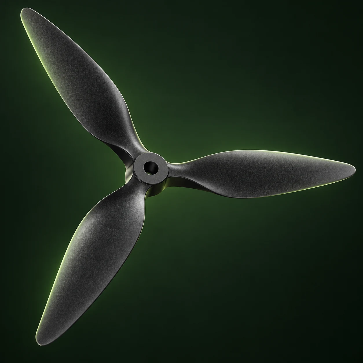 AI-generated three-blade UAV propeller application illustration